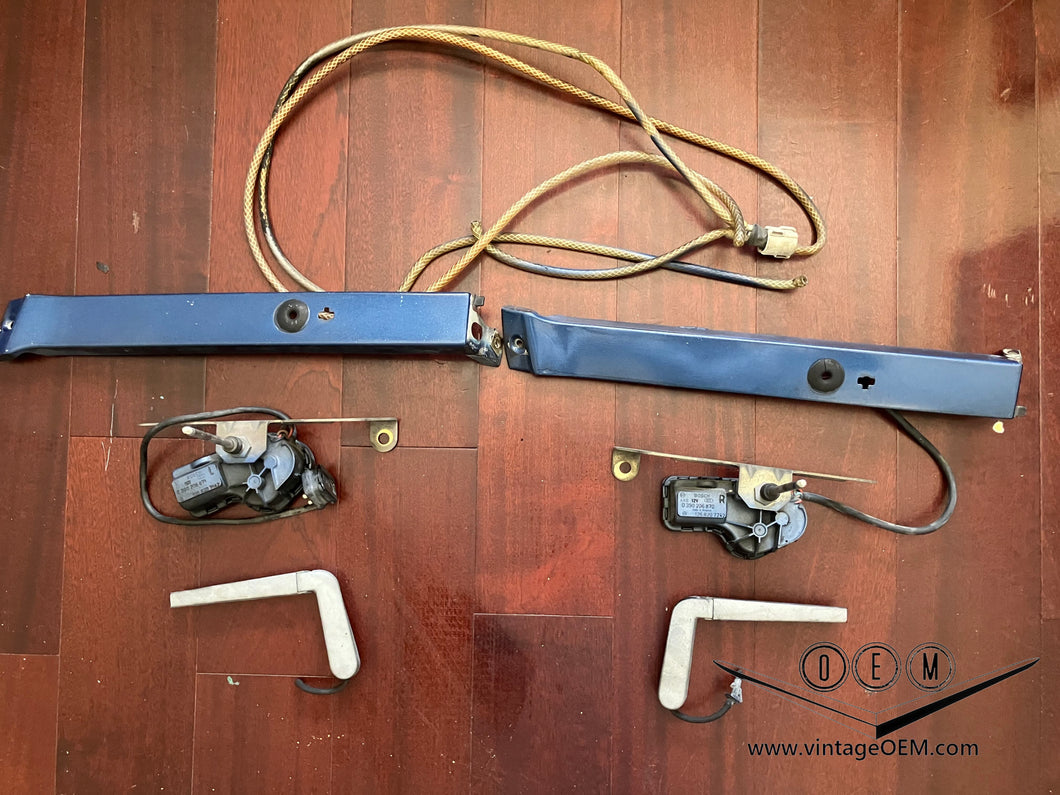 79-91 Mercedes Benz W126 headlight wiper motors, trim and arms, tested OK