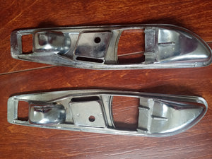 72-89 Mercedes Benz W107 door handle trim pieces, pair