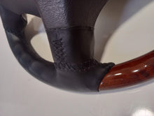 Load image into Gallery viewer, Mercedes Benz W140/129/124 steering wheel refurbished in new leather/wood
